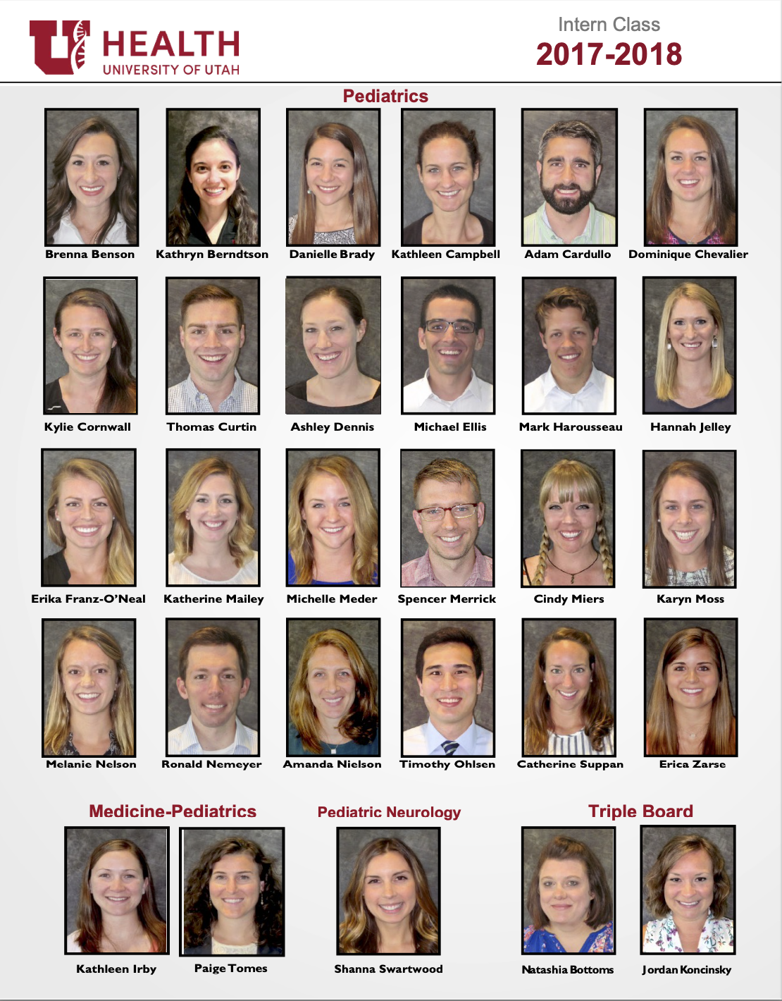 Pediatric Residency Class Composite 2017-2018